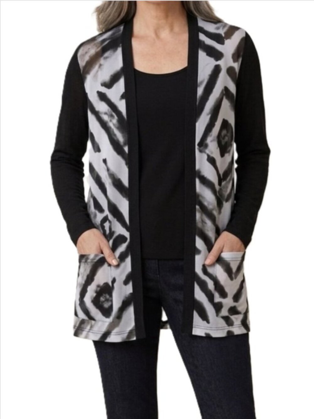 Chico's Semi Sheer Zebra Front Open Cardigan size 1